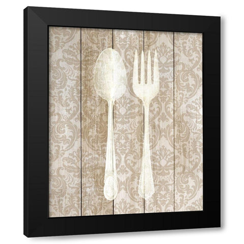 Cutlery 1 Black Modern Wood Framed Art Print with Double Matting by Allen, Kimberly