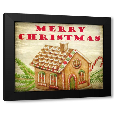 Gingerbread House Christmas Black Modern Wood Framed Art Print with Double Matting by Allen, Kimberly