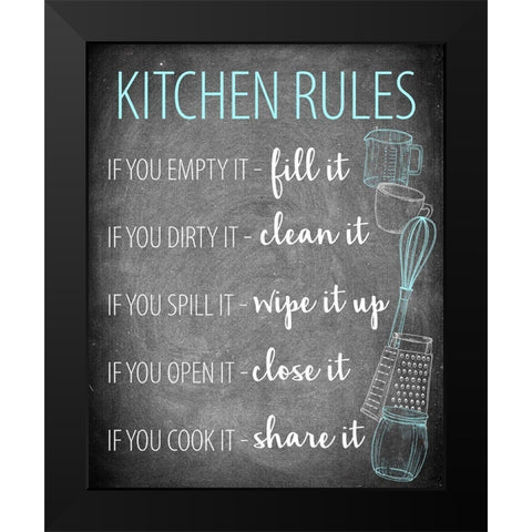 Kitchen Rules Black Modern Wood Framed Art Print by Allen, Kimberly