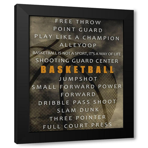 Basketball Black Modern Wood Framed Art Print by Allen, Kimberly