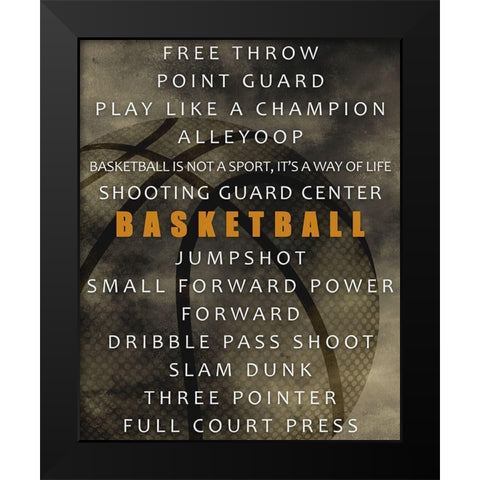 Basketball Black Modern Wood Framed Art Print by Allen, Kimberly