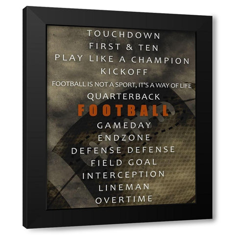 Football Black Modern Wood Framed Art Print with Double Matting by Allen, Kimberly