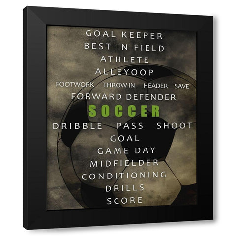 Soccer Black Modern Wood Framed Art Print by Allen, Kimberly