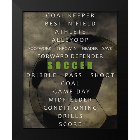 Soccer Black Modern Wood Framed Art Print by Allen, Kimberly