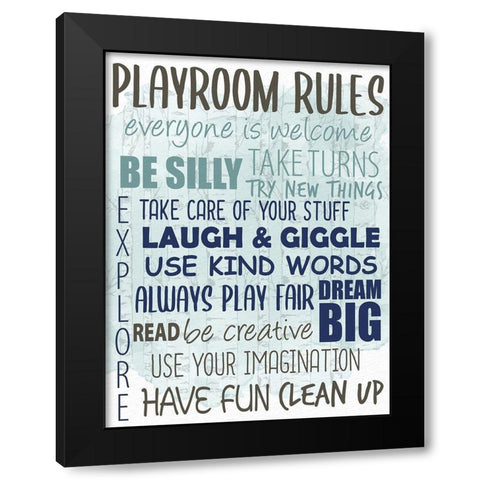 Playroom Rules Forest Black Modern Wood Framed Art Print with Double Matting by Allen, Kimberly