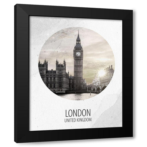 London UK Black Modern Wood Framed Art Print by Allen, Kimberly