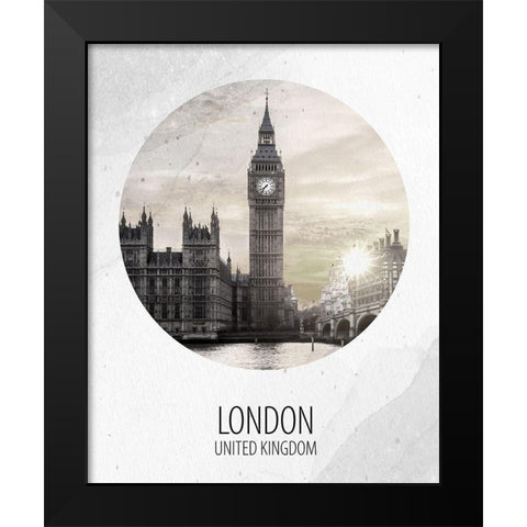 London UK Black Modern Wood Framed Art Print by Allen, Kimberly