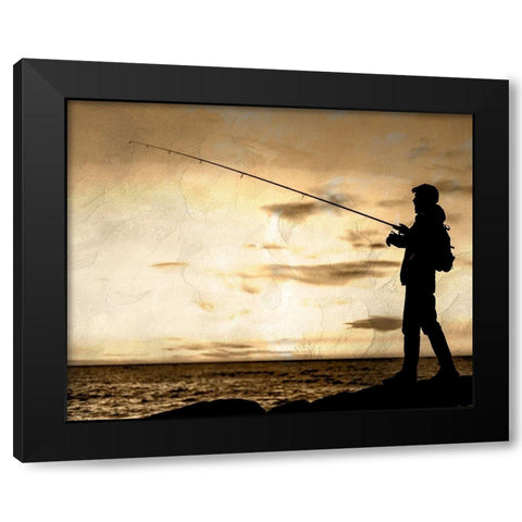 Fishing Silhouette Black Modern Wood Framed Art Print by Allen, Kimberly