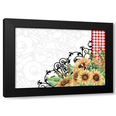 Sunflower Plaid 7 Black Modern Wood Framed Art Print with Double Matting by Allen, Kimberly