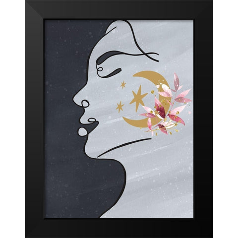 Moon Girl Black Modern Wood Framed Art Print by Allen, Kimberly