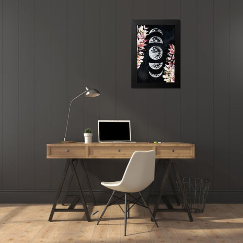 Moon Phases Black Modern Wood Framed Art Print by Allen, Kimberly