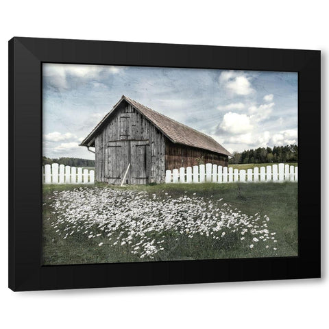 White Fence Black Modern Wood Framed Art Print by Allen, Kimberly