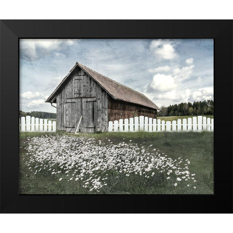 White Fence Black Modern Wood Framed Art Print by Allen, Kimberly