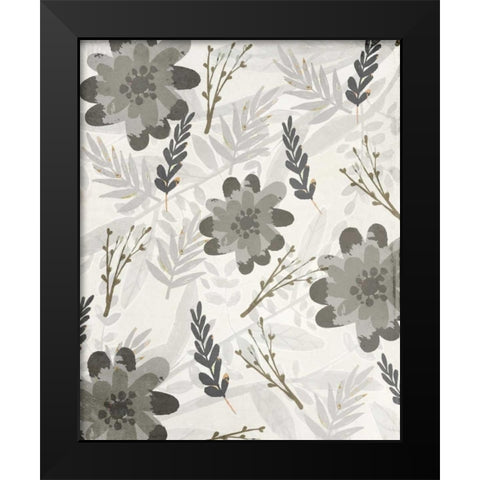 Flower Pattern Grey Black Modern Wood Framed Art Print by Allen, Kimberly