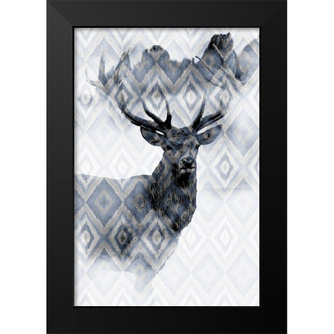 Ikat Deer Black Modern Wood Framed Art Print by Allen, Kimberly