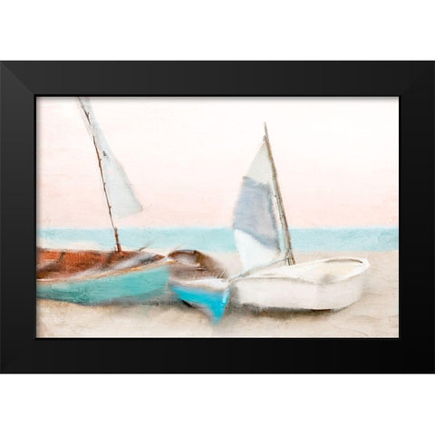 Shore Boats Black Modern Wood Framed Art Print by Allen, Kimberly