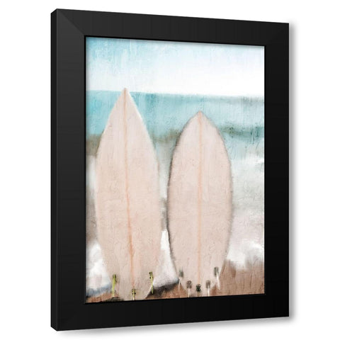 White Surfboards Black Modern Wood Framed Art Print with Double Matting by Allen, Kimberly