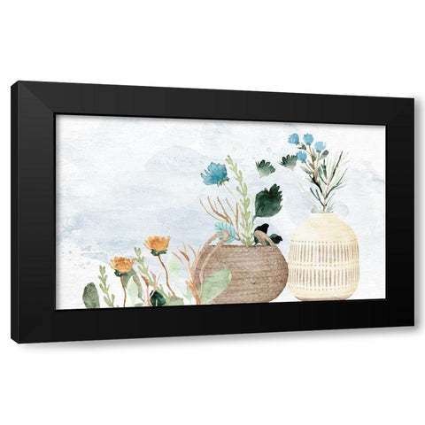Flower Vases 2 Black Modern Wood Framed Art Print by Allen, Kimberly
