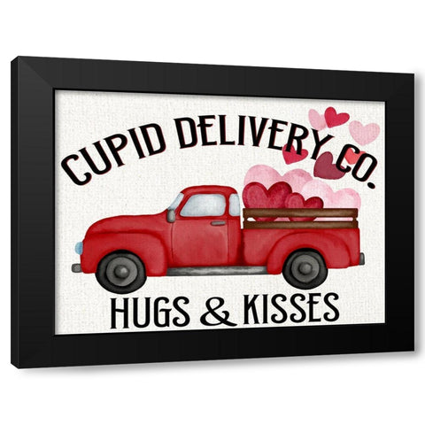 Cupid Delivery Black Modern Wood Framed Art Print with Double Matting by Allen, Kimberly