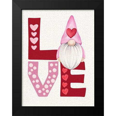 Gnome Love Black Modern Wood Framed Art Print by Allen, Kimberly