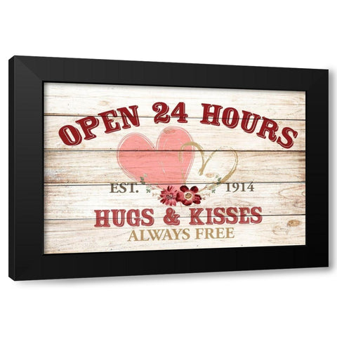 Open 24 Hours Black Modern Wood Framed Art Print by Allen, Kimberly