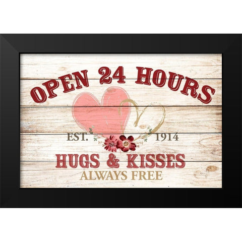 Open 24 Hours Black Modern Wood Framed Art Print by Allen, Kimberly