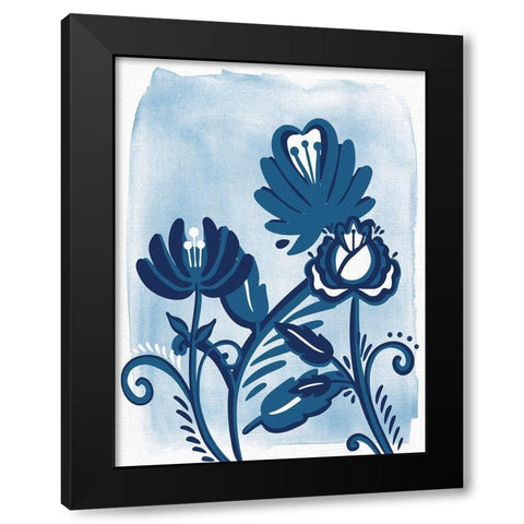 Folk Flower 1 Black Modern Wood Framed Art Print by Allen, Kimberly