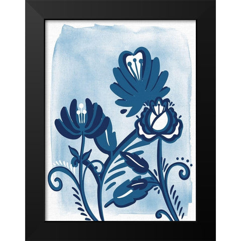 Folk Flower 1 Black Modern Wood Framed Art Print by Allen, Kimberly