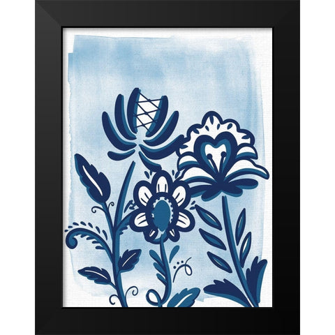 Folk Flower 2 Black Modern Wood Framed Art Print by Allen, Kimberly