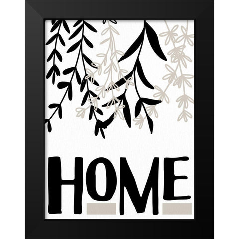 Home Leaves Black Modern Wood Framed Art Print by Allen, Kimberly