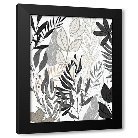 Leaf Collage 1 Black Modern Wood Framed Art Print by Allen, Kimberly
