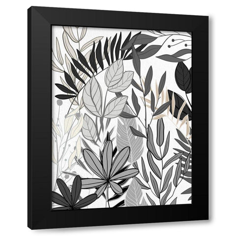 Leaf Collage 2 Black Modern Wood Framed Art Print with Double Matting by Allen, Kimberly