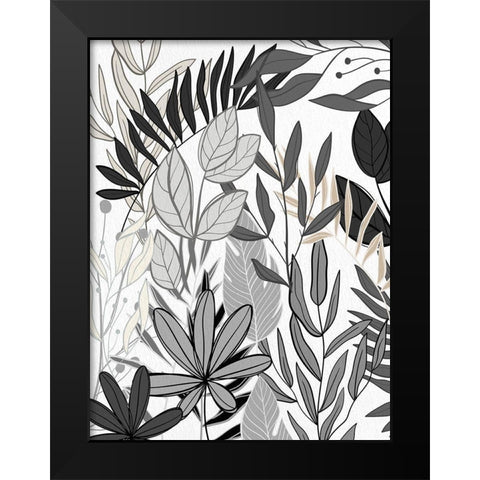 Leaf Collage 2 Black Modern Wood Framed Art Print by Allen, Kimberly