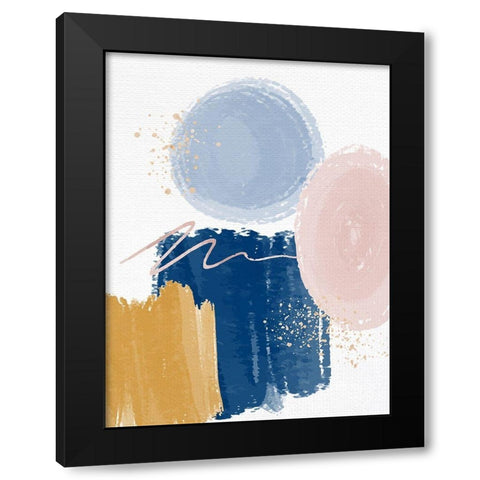 Abstract Strokes 1 Black Modern Wood Framed Art Print with Double Matting by Allen, Kimberly