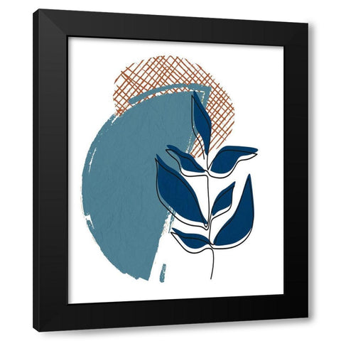 Navy Leaf 1 Black Modern Wood Framed Art Print by Allen, Kimberly