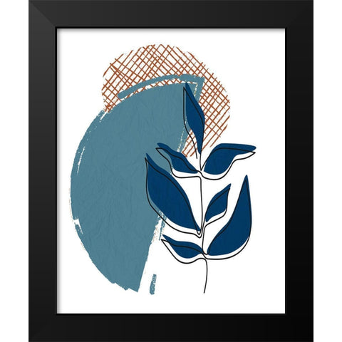 Navy Leaf 1 Black Modern Wood Framed Art Print by Allen, Kimberly