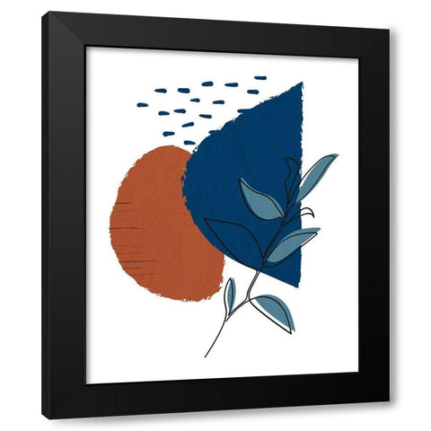 Navy Leaf 2 Black Modern Wood Framed Art Print with Double Matting by Allen, Kimberly