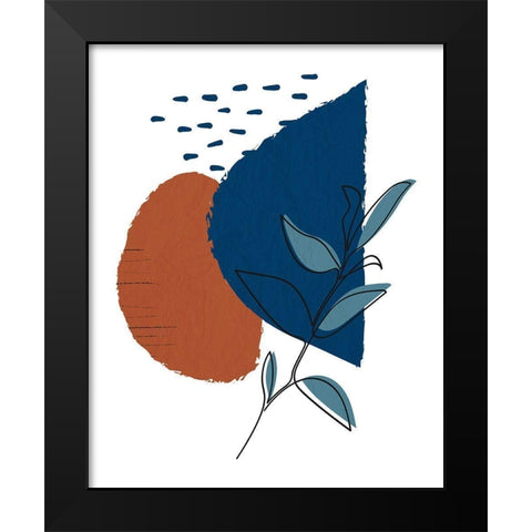 Navy Leaf 2 Black Modern Wood Framed Art Print by Allen, Kimberly