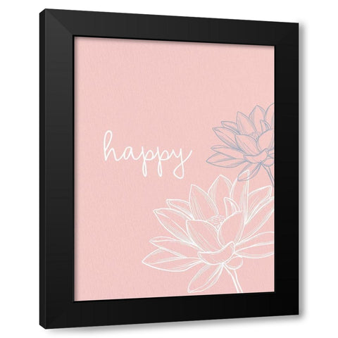 Happy Black Modern Wood Framed Art Print by Allen, Kimberly