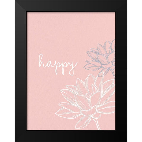 Happy Black Modern Wood Framed Art Print by Allen, Kimberly