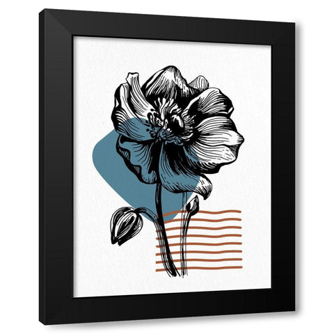 Inked Floral 1 Black Modern Wood Framed Art Print with Double Matting by Allen, Kimberly