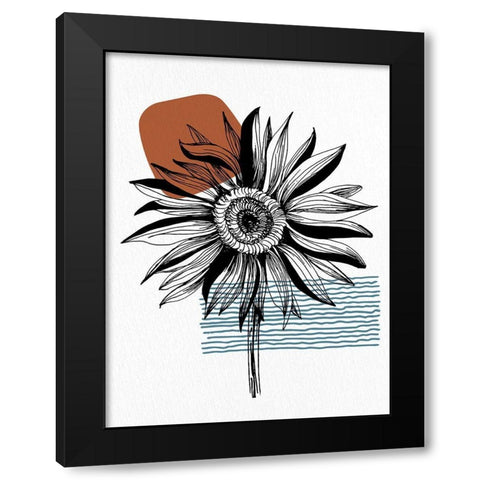 Inked Floral 2 Black Modern Wood Framed Art Print with Double Matting by Allen, Kimberly