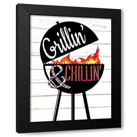 Grillin and Chillin Black Modern Wood Framed Art Print with Double Matting by Allen, Kimberly