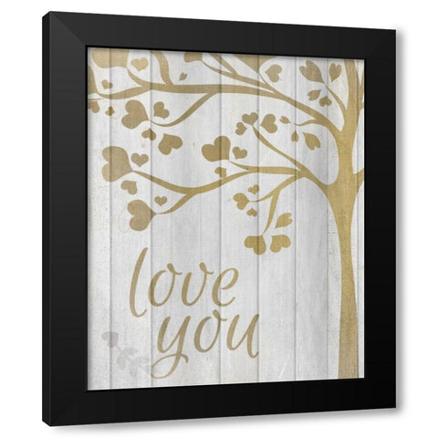 Love You Hearts Black Modern Wood Framed Art Print by Allen, Kimberly