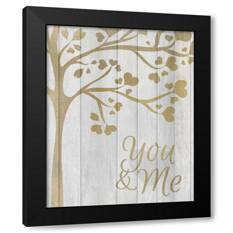 You and Me Hearts Black Modern Wood Framed Art Print by Allen, Kimberly