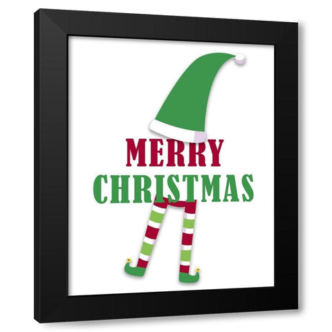 Merry Christmas Elf v2 Black Modern Wood Framed Art Print by Allen, Kimberly