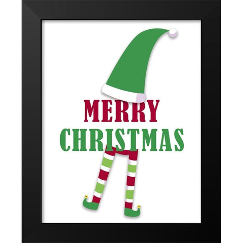 Merry Christmas Elf v2 Black Modern Wood Framed Art Print by Allen, Kimberly