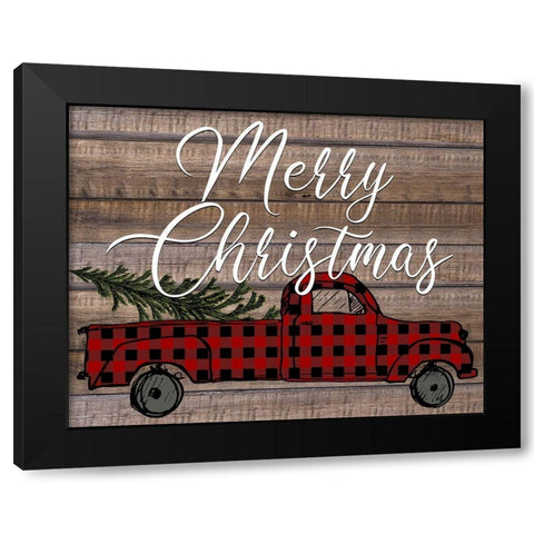 Merry Christmas Holiday Truck Black Modern Wood Framed Art Print by Allen, Kimberly