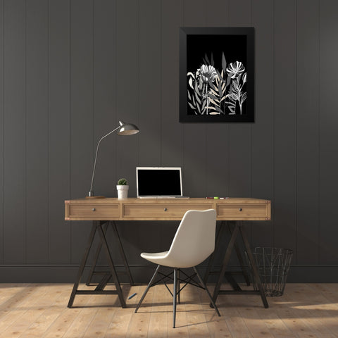 Floral Leaves 1 Black Modern Wood Framed Art Print by Allen, Kimberly