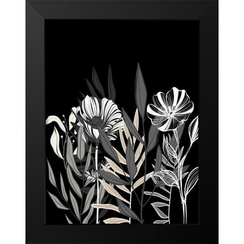 Floral Leaves 1 Black Modern Wood Framed Art Print by Allen, Kimberly